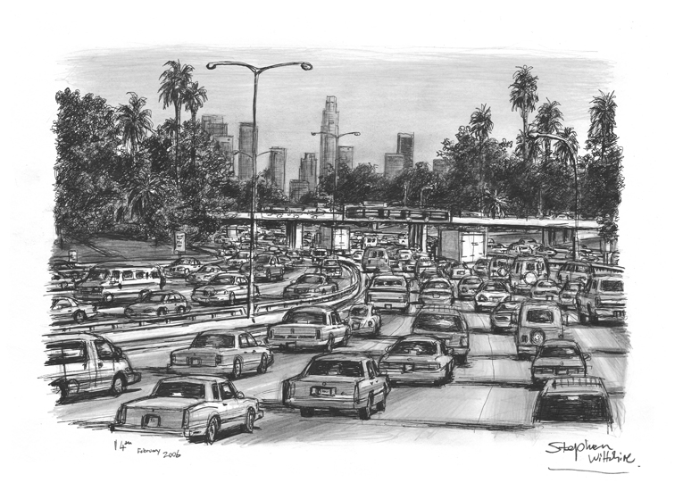Stephen Wiltshire - Los Angeles traffic on a freeway